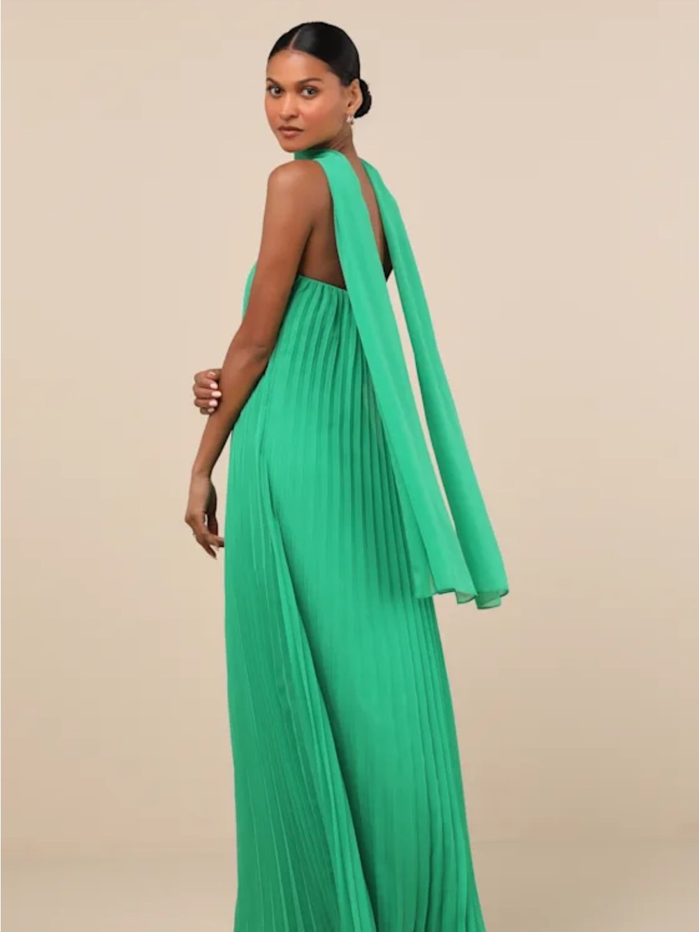 NWT! Lulus Lael Green Pleated Strapless Dress and Scarf Set. Medium. All defect - Picture 2 of 7